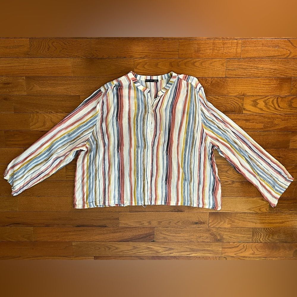 Black Tape Boho Multicolor Striped V-Neck Long Sleeve Blouse Women’s 3X